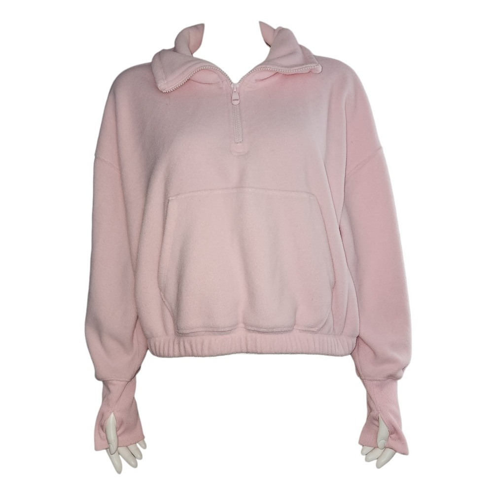 Old Navy Fleece Jacket Top Womens Size LP Large Petite Pink‎ Cropped Outdoor
